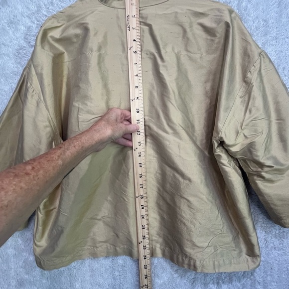 100% Silk Embroidered Button Up Shirt Jacket Stand Collar Sz M Floral Beaded - Picture 12 of 14